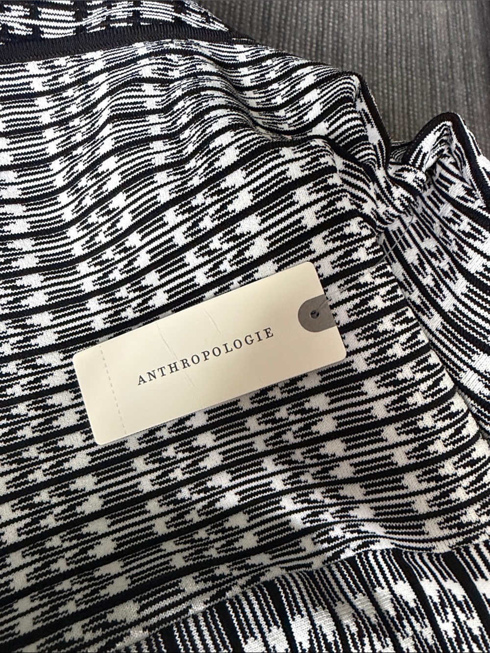 NWY By Anthropologie Scoop-Neck Half-Sleeve Mini Dress Black White Size Medium - Picture 6 of 7